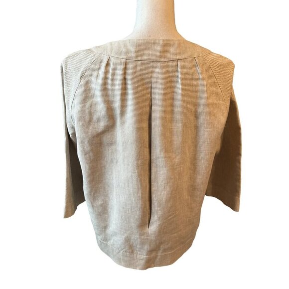 Michael Michael Kors Linen Blazer Cotton Jacket Cream Houndstooth Snap Buttons - Picture 5 of 6